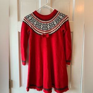Hanna Andersson girls Fair isle sweaterknit holiday dress. Size 130 / 8.